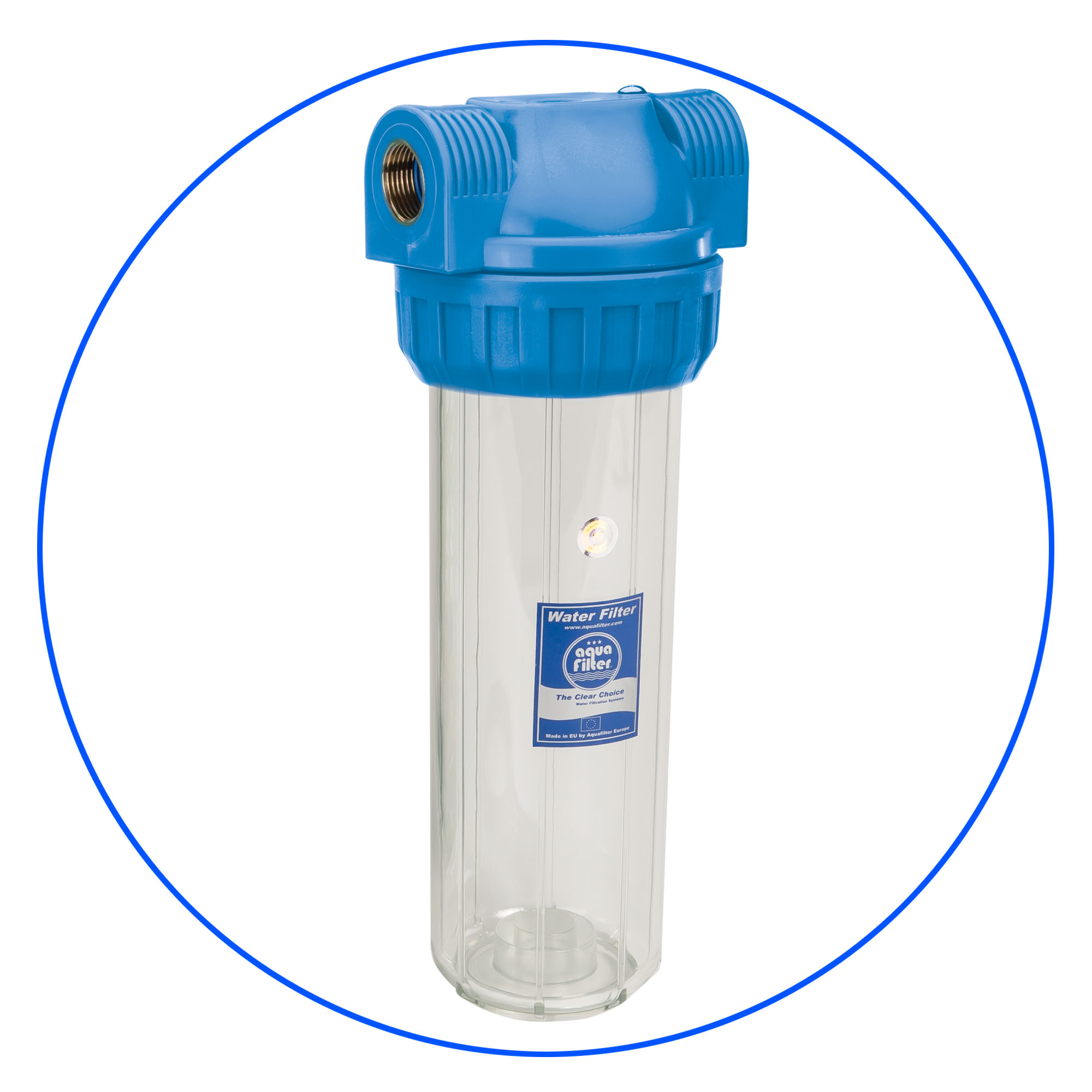 Aquafilter FHPR12-3V_R 10" Spin Down Water Filter Housing - 1/2" BSP, Blue (Made In Poland)